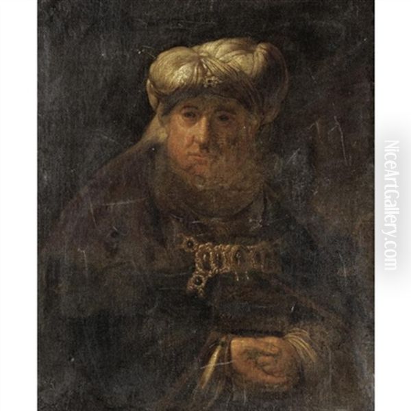 Portrait Of An Elderly Gentleman In Oriental Dress Oil Painting by  Rembrandt van Rijn