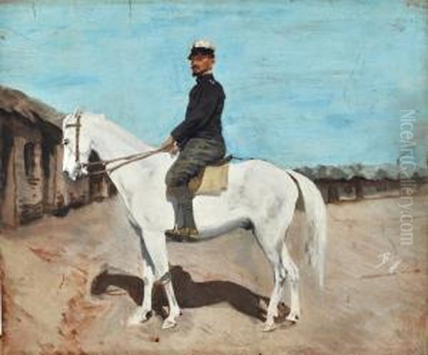 Uomo A Cavallo Oil Painting by Adolphe Bonny