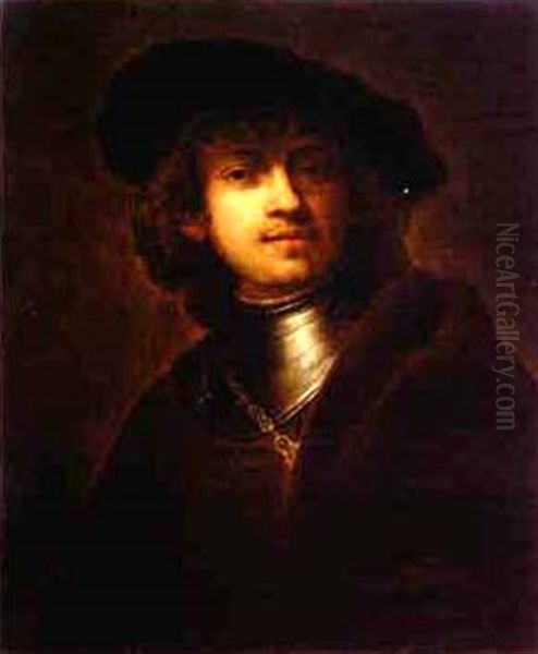 Self Portrait As A Young Man Oil Painting by  Rembrandt van Rijn