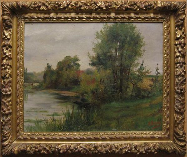 Pecheur En Riviere Oil Painting by Adolphe Bonny