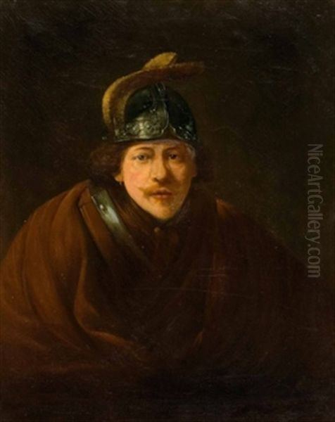 Selbstbildnis Mit Sturmhaube Oil Painting by  Rembrandt van Rijn