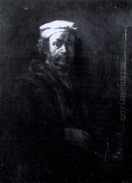 Self-portrait At The Easel Oil Painting by  Rembrandt van Rijn