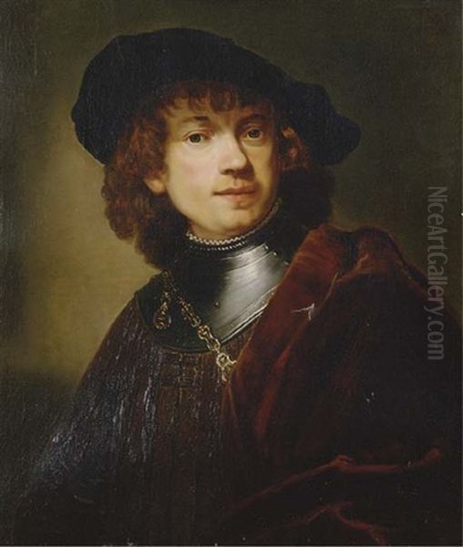 Self Portrait As A Young Man Oil Painting by  Rembrandt van Rijn