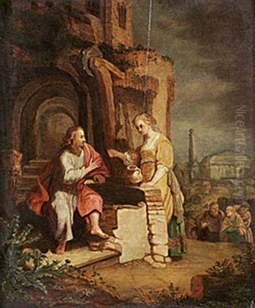 Kristus Och Den Samaritiska Kvinnan Oil Painting by  Rembrandt van Rijn