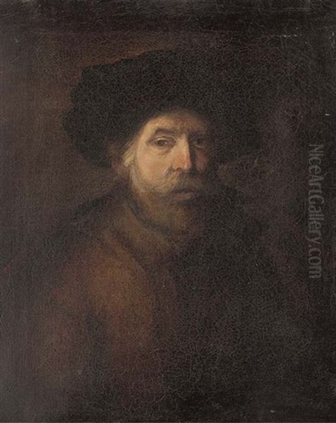 Portrait Of A Gentleman, Bust-length, Wearing A Black Cap Oil Painting by  Rembrandt van Rijn