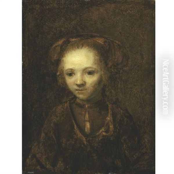 Portrait Of A Girl Oil Painting by  Rembrandt van Rijn