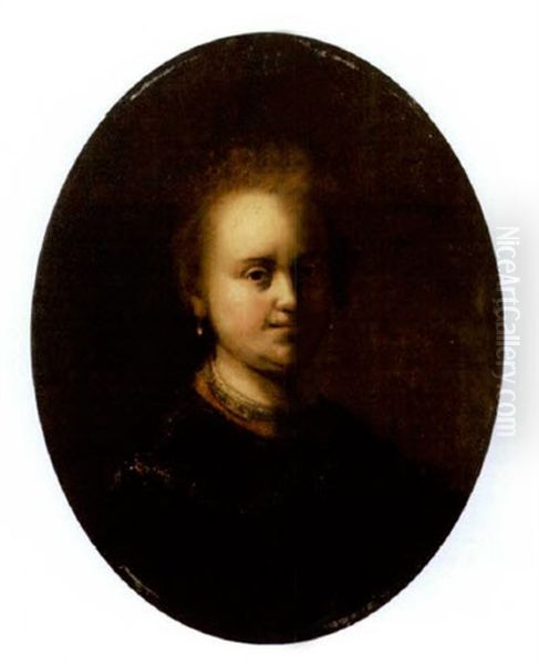 Portrait Of Saskia In A Brown Dress And Pearl Earrings Oil Painting by  Rembrandt van Rijn