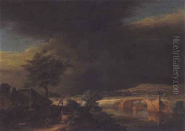 Hollandisches Flusslandschaft Oil Painting by  Rembrandt van Rijn