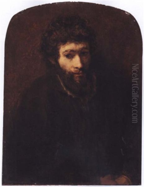 Portrait Of A Bearded Man Wearing Brown Oil Painting by  Rembrandt van Rijn