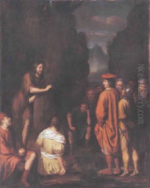 The Preaching Of John The Baptist by  Rembrandt van Rijn