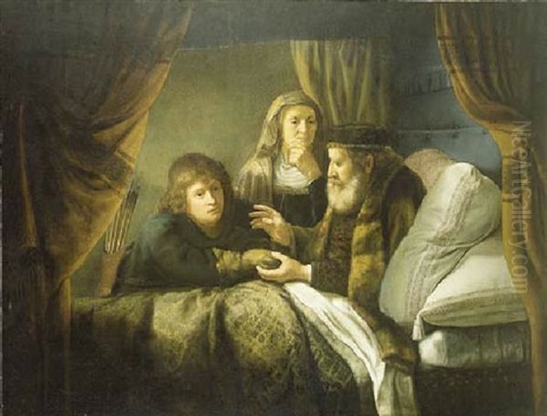 Isaac Blessing Jacob Oil Painting by  Rembrandt van Rijn