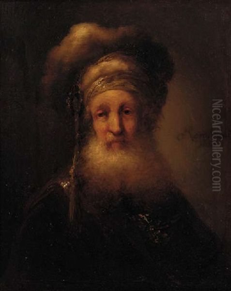 A Man In Oriental Costume Oil Painting by  Rembrandt van Rijn