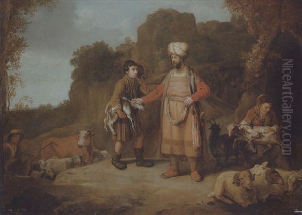 Judah And Hira The Adullamite Oil Painting by  Rembrandt van Rijn