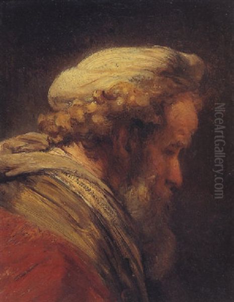 Head Of An Old Man Oil Painting by  Rembrandt van Rijn