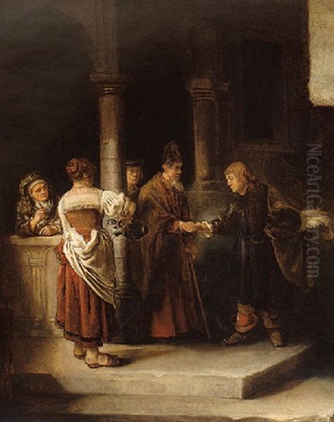 The Departure Of The Prodigal Son Oil Painting by  Rembrandt van Rijn