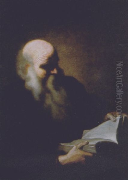 Vecchio Leggente Oil Painting by  Rembrandt van Rijn