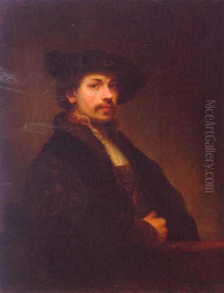 Portrait Of The Artist In A Black Hat Oil Painting by  Rembrandt van Rijn