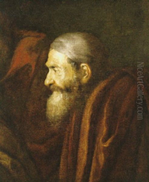 Portratt Av Rabbin Oil Painting by  Rembrandt van Rijn