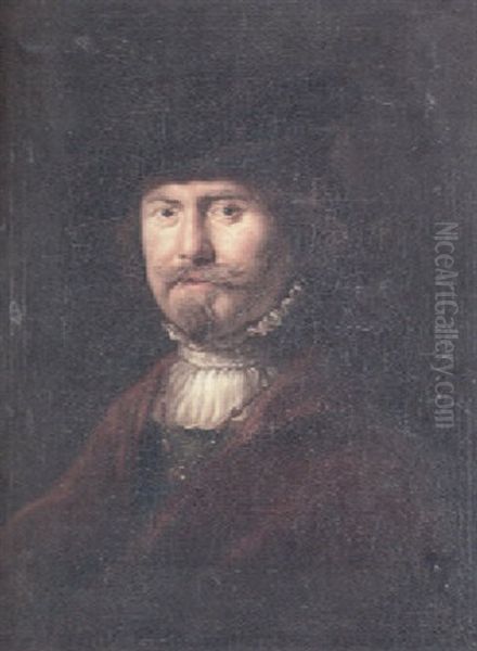 A Portrait Of A Merchant With A Brown Cloak Oil Painting by  Rembrandt van Rijn