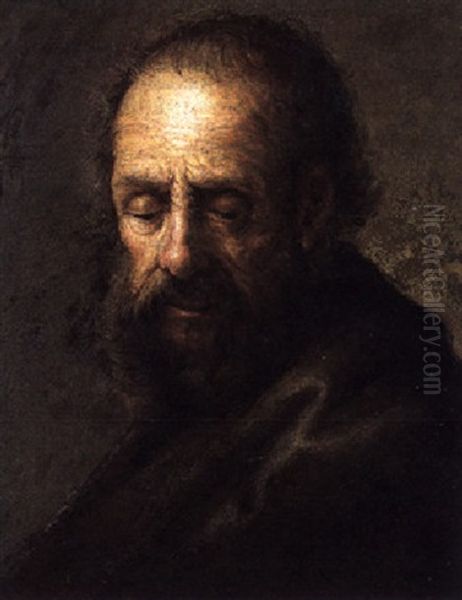 Head Of An Elderly Man Oil Painting by  Rembrandt van Rijn