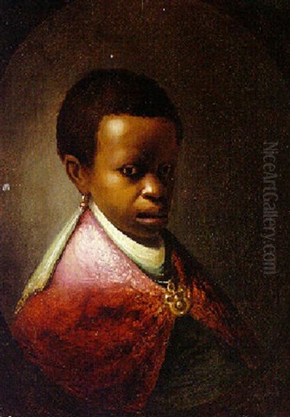 A Young Moor Wearing A Red Cloak, A Gold Clasp And An Earring Oil Painting by  Rembrandt van Rijn