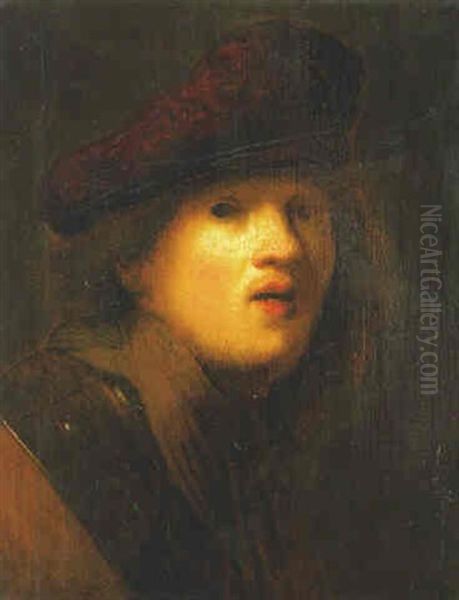 Portrait Of The Artist, Head And Shoulders Oil Painting by  Rembrandt van Rijn