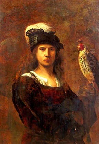 A Falconer, In A Feathered Hat Oil Painting by  Rembrandt van Rijn