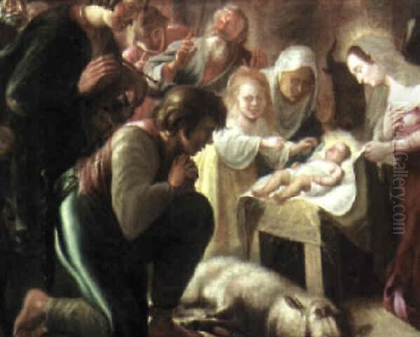 The Adoration Of The Shepherds Oil Painting by  Rembrandt van Rijn