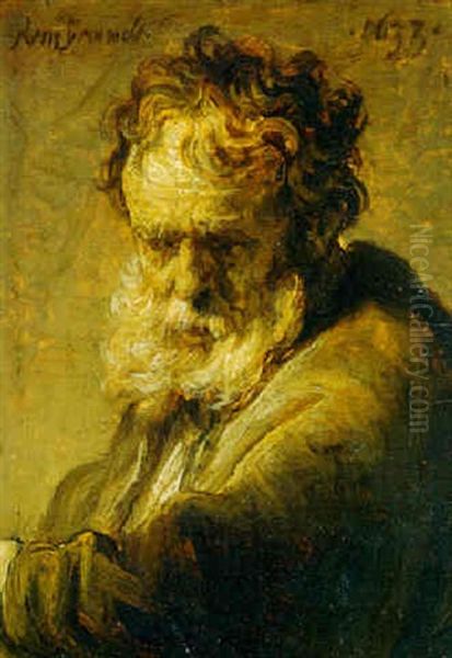 Bust-length Portrait Of An Old Man With A Beard Oil Painting by  Rembrandt van Rijn