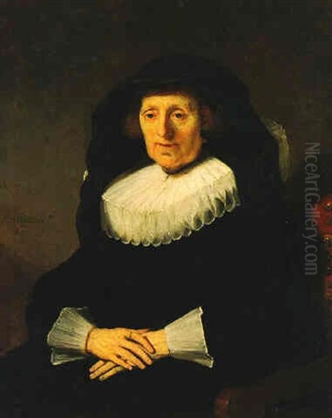 Portrait Of An Old Woman, Aged 70 Oil Painting by  Rembrandt van Rijn