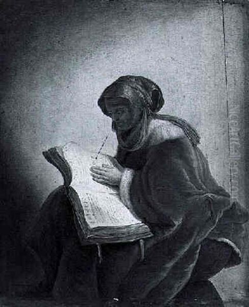 An Old Woman Reading Oil Painting by  Rembrandt van Rijn