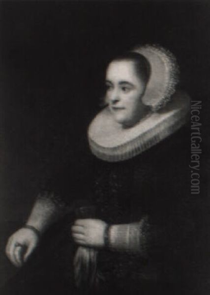 Bildnis Einer Dame Mit Weisem Spitzenhaubchen Oil Painting by  Rembrandt van Rijn