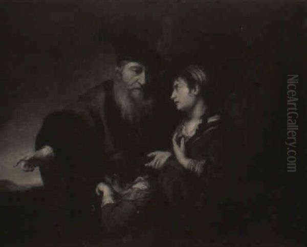 Abraham Sender Ismael Og Hagar Ud I +rkenen Oil Painting by  Rembrandt van Rijn