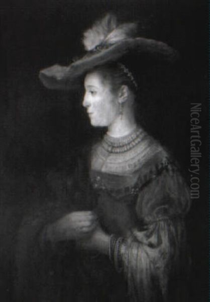 Halbfigurenbildnis Der Saskia Oil Painting by  Rembrandt van Rijn