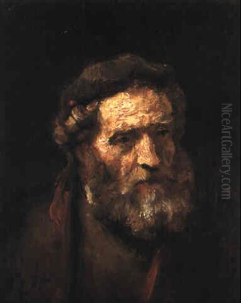 A Bearded Man, Bust Length Oil Painting by  Rembrandt van Rijn