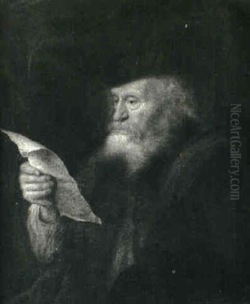 Portrait Of An Old Man Reading Oil Painting by  Rembrandt van Rijn