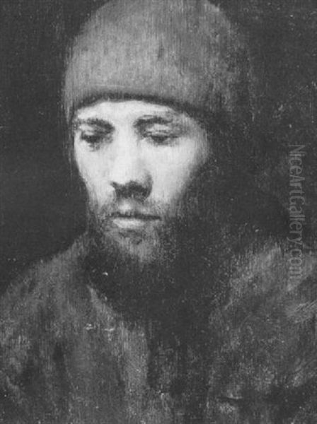 Portrait Of A Bearded Young Man Wearing A Cap Oil Painting by  Rembrandt van Rijn