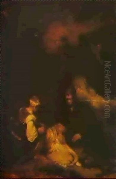 Zipporah Circumcising Moses' Son Oil Painting by  Rembrandt van Rijn