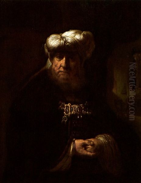 Portrait Of An Oriental Possibly A Portrait Of King Uzziah Oil Painting by  Rembrandt van Rijn