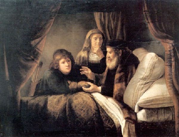 Isaac Blessing Jacob Oil Painting by  Rembrandt van Rijn