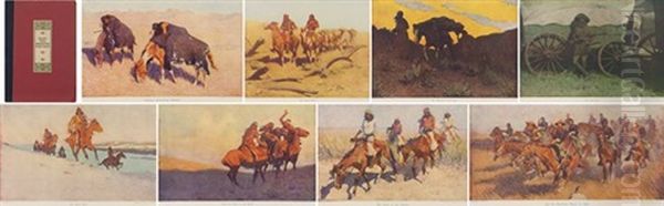 Portfolio Of Eight Remington Paintings Oil Painting by Frederic Remington