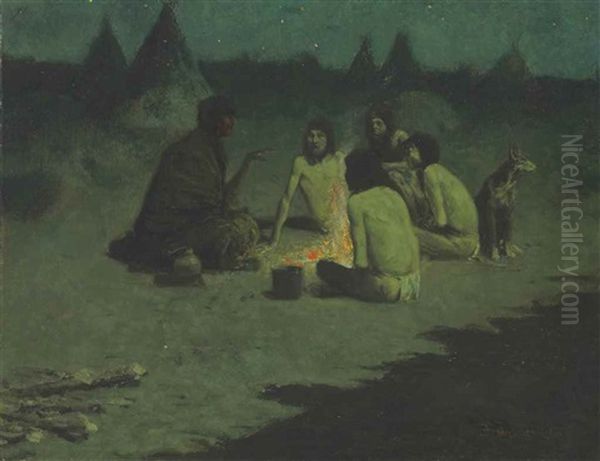 Ghost Stories Oil Painting by Frederic Remington