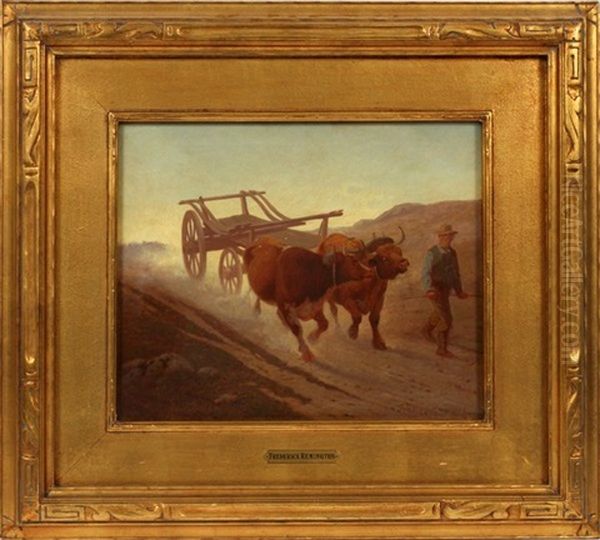 Utah Landscape With Oxen Oil Painting by Frederic Remington