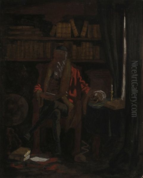 Scholar In A Library Oil Painting by Frederic Remington