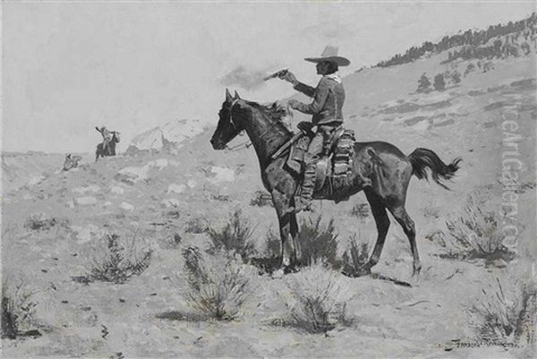 He Was The Law (billy The Kid) Oil Painting by Frederic Remington