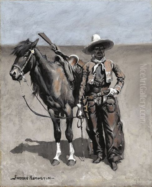 A Mexican Buccaroo - In Texas Oil Painting by Frederic Remington