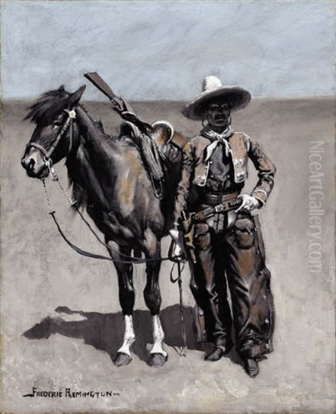 A Mexican Buccaroo - In Texas Oil Painting by Frederic Remington