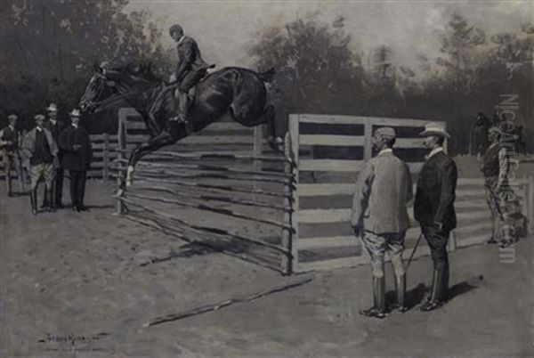 "transport": The First Horse In America To Jump Six Feet Oil Painting by Frederic Remington