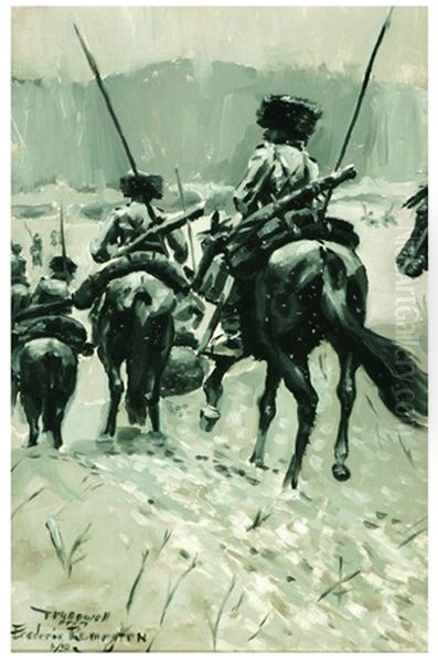 Cavalry Dragoons Oil Painting by Frederic Remington