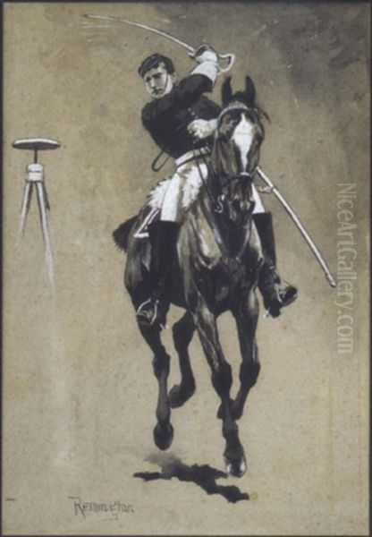 Soldier With Drawn Sabre Oil Painting by Frederic Remington